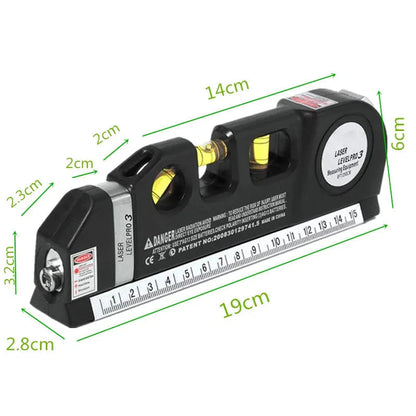 Laser Level Horizon Vertical Measure 8FT Aligner Standard and Metric Rulers Multipurpose Measure