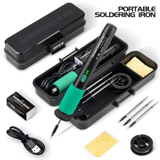 Mini Soldering Iron Set 5V Adjustable Temperature, USB Rechargeable Portable Soldering Tool,