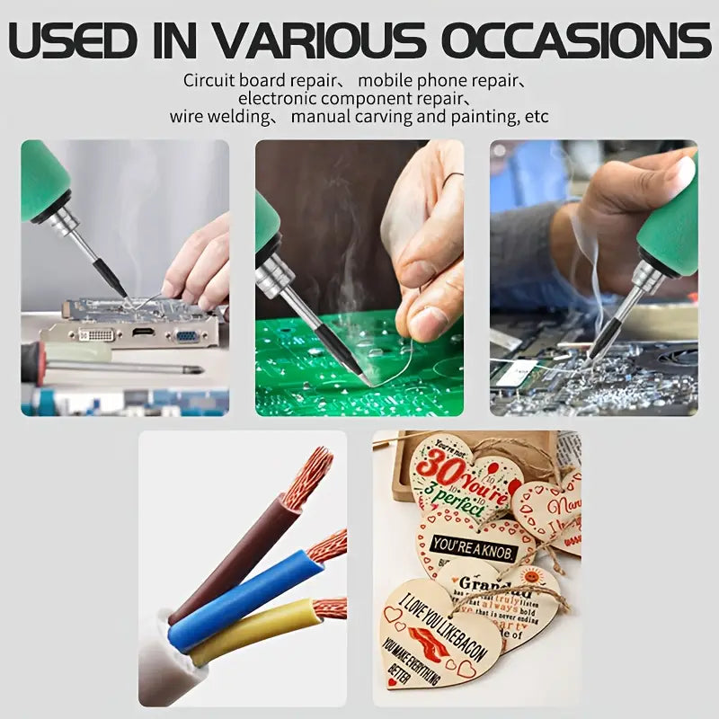 Mini Soldering Iron Set 5V Adjustable Temperature, USB Rechargeable Portable Soldering Tool,