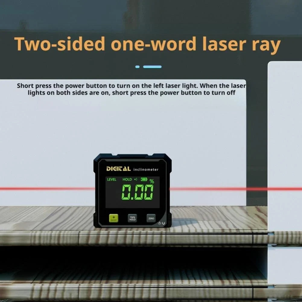 Digital Angle Gauge Finder Rechargeable Magnetic Laser Inclinometer Level Meter