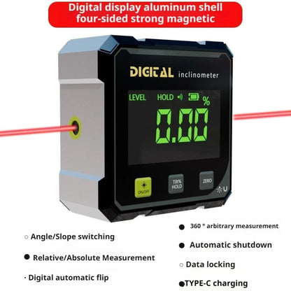 Digital Angle Gauge Finder Rechargeable Magnetic Laser Inclinometer Level Meter